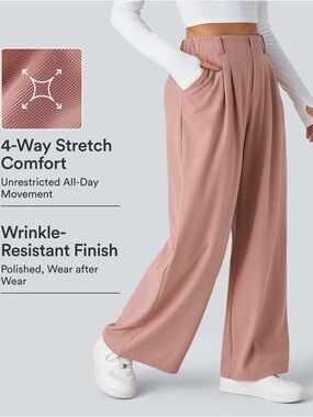Halara NET Wide Leg High-Waist Pants in Rose tan XL